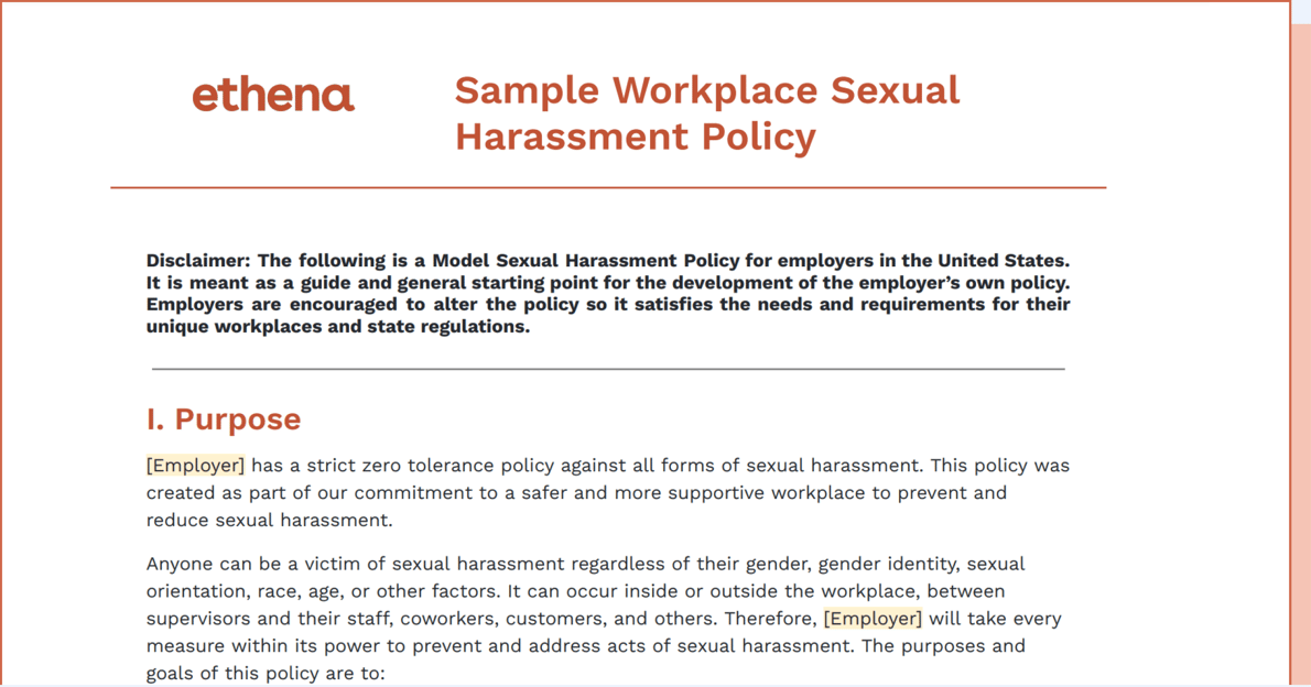 Harassment Prevention Resources Hub | Ethena