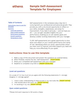 Ethena - Employee Self-Assessment Template Ethena - Employee Self-Assessment Template