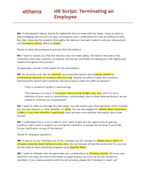 Ethena | Employee Terminations Script