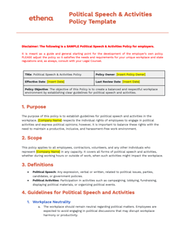 Political Speech & Activities Policy Template Cover