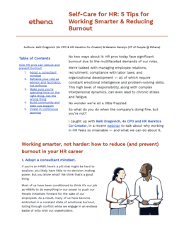 Self-Care for HR - Tips for Reducing Burnout Cover Self-Care for HR - Tips for Reducing Burnout Cover